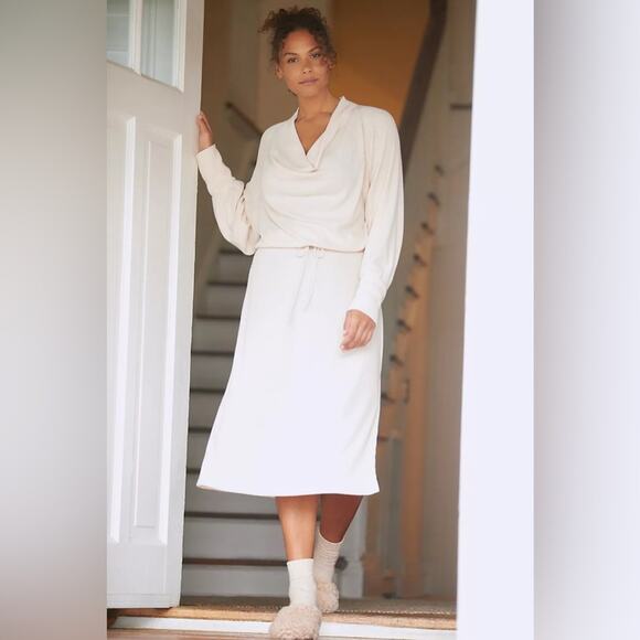 Anthropologie Daily Practice Cowl Neck Midi Dress Cream Sweater Dress Size XS - Picture 3 of 13